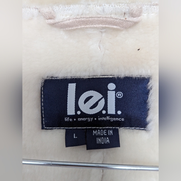 LEI Women's (Size Large)Cream/Tan Faux-Suede Teddy Jacket With Shearling Lining - Picture 15 of 16